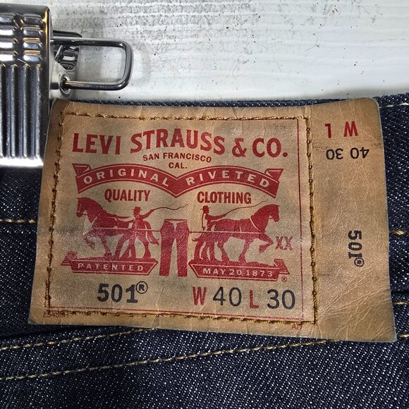 Levis 501 Button Fly Blue Jeans 40X30 Men's Straight Leg‎ Denim - Picture 10 of 10
